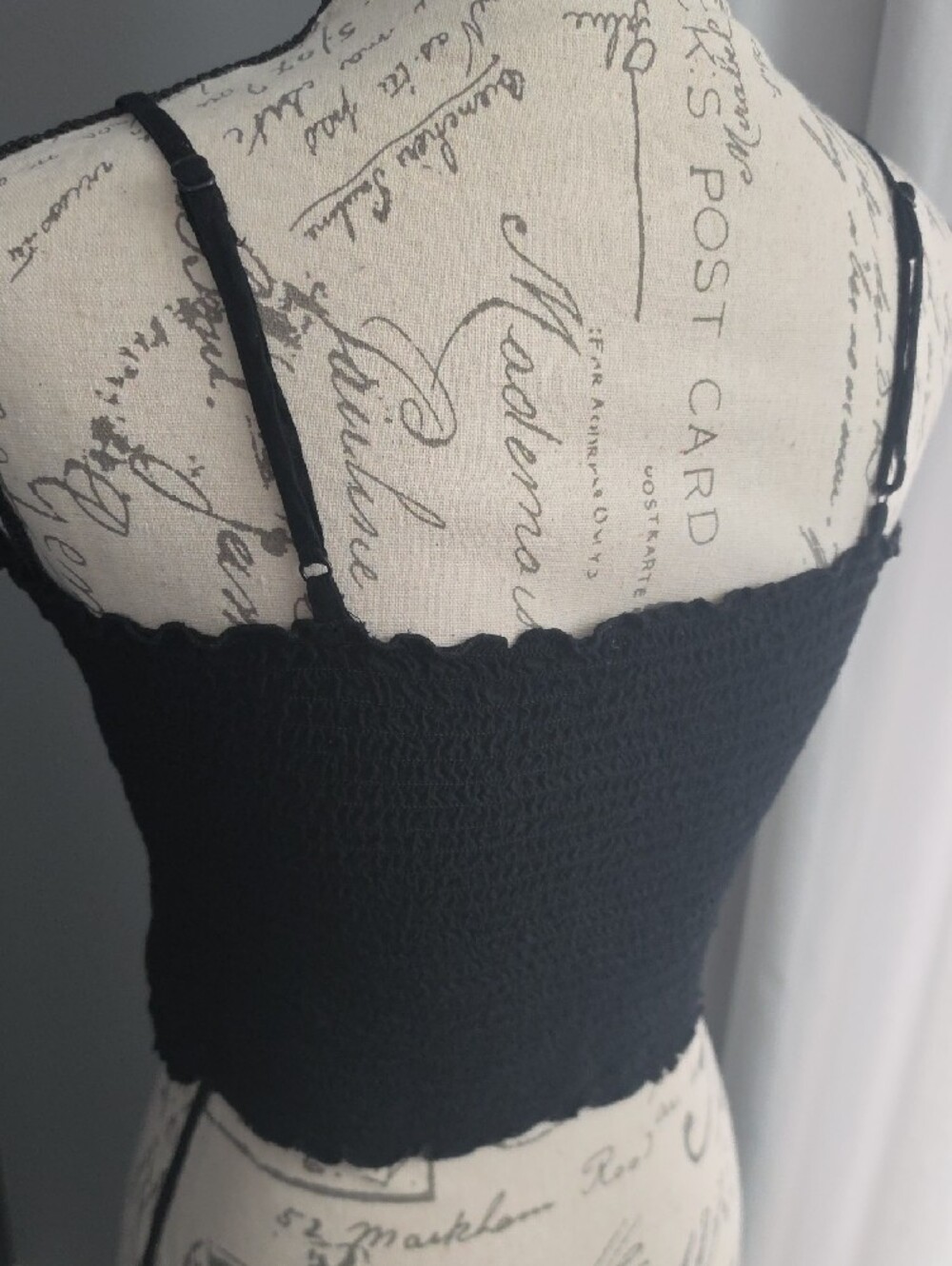 aerie Black Smocked Crop Cami - Picture 6 of 7